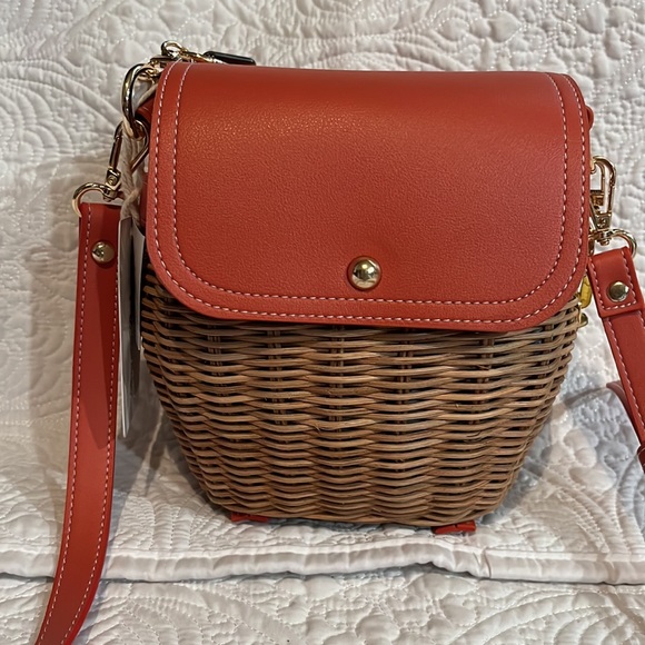 Tommy Bahama Rattan wicker satchel crossbody, NWT - Picture 3 of 16